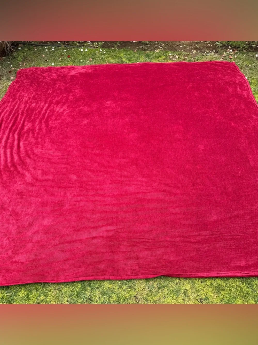 Vintage Ralph Lauren Blue Label Chenille Blanket Crimson Red Queen USA GUC